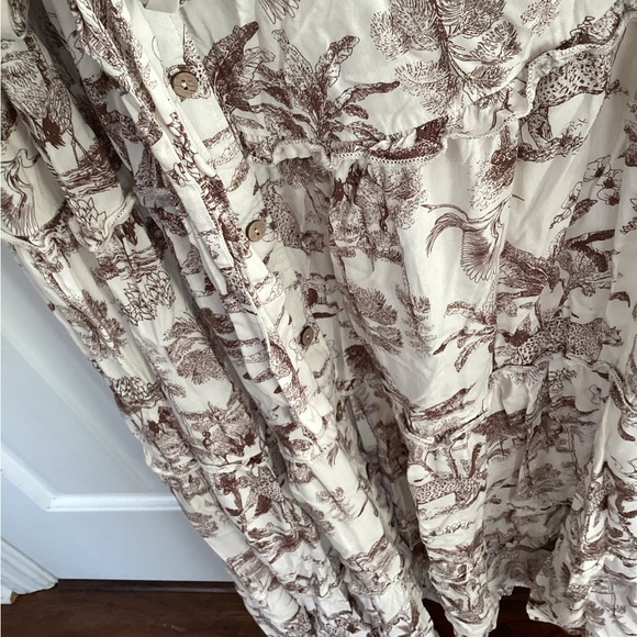 Cloth And Portrait Large Dress Tiered Ruffled Safari Animal Print Maxi Button - Picture 6 of 6